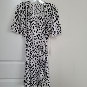 Black and white belted dress